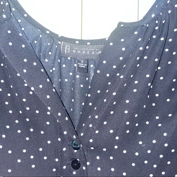 Bobeau Polka Dot Button Up Puff Sleeve Blouse - Picture 4 of 10